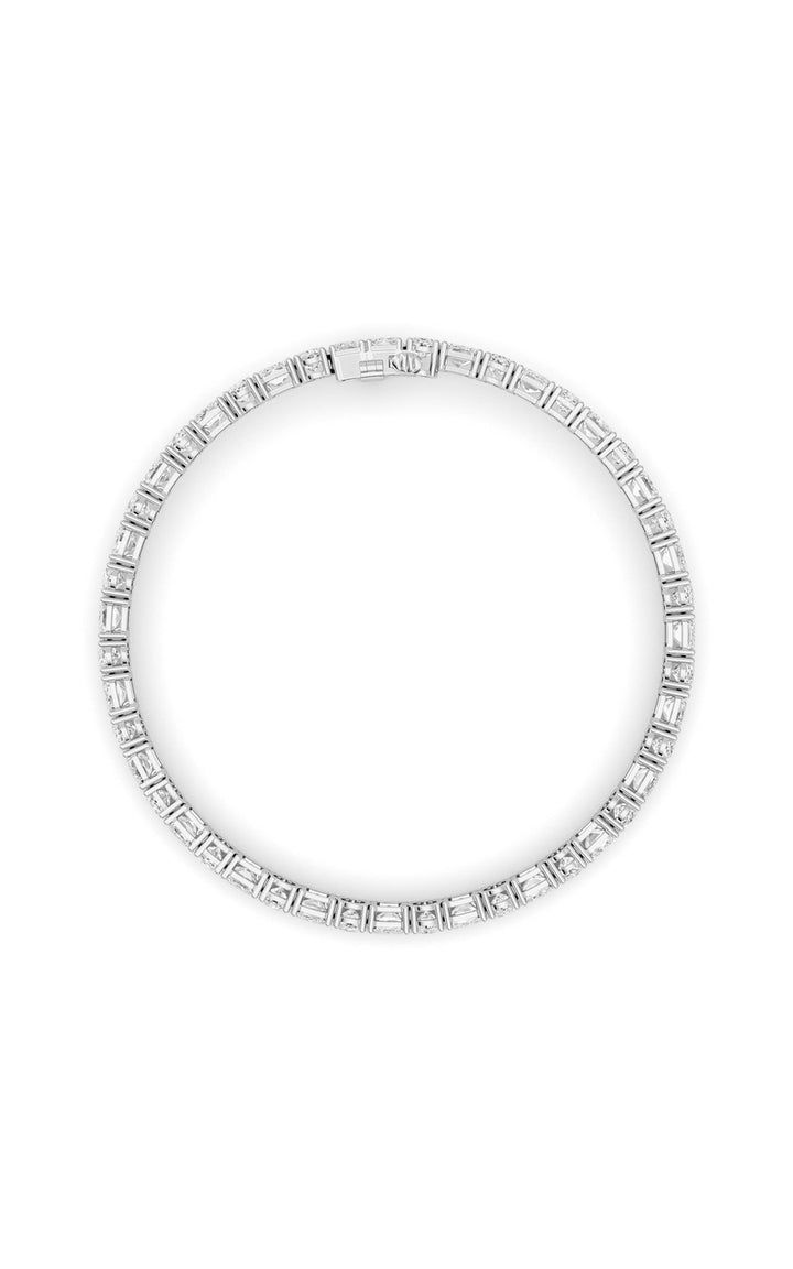 15CTW Emerald Shaped Lab Grown Diamond (F/VS) Bracelet in 14K White Gold