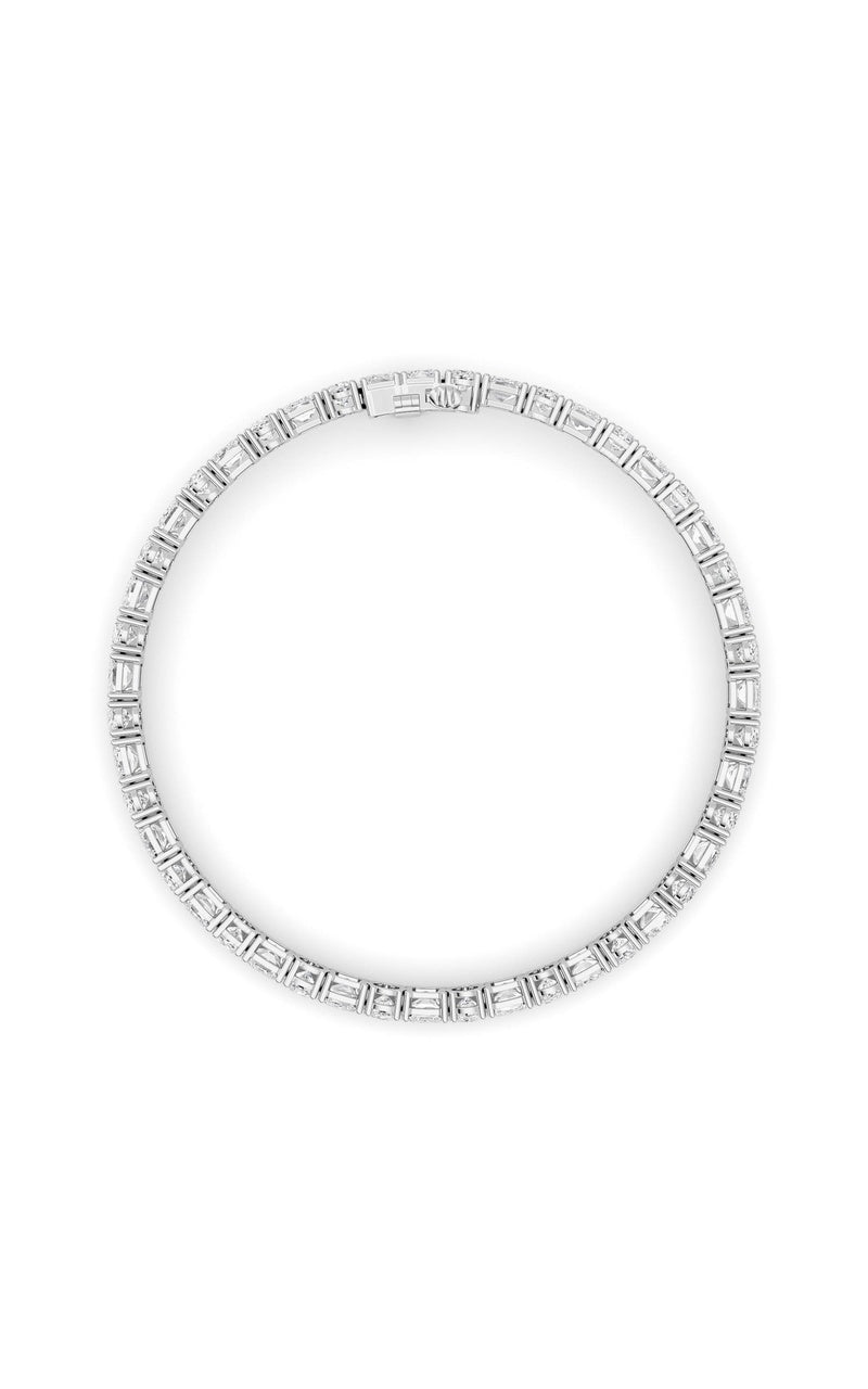 15CTW Emerald Shaped Lab Grown Diamond (F/VS) Bracelet in 14K White Gold