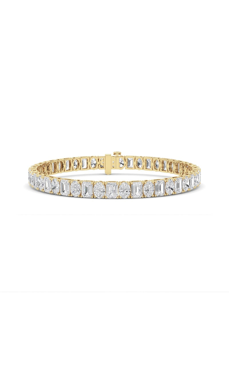 15CTW Emerald Shaped Lab Grown Diamond (F/VS) Bracelet in 14K White Gold