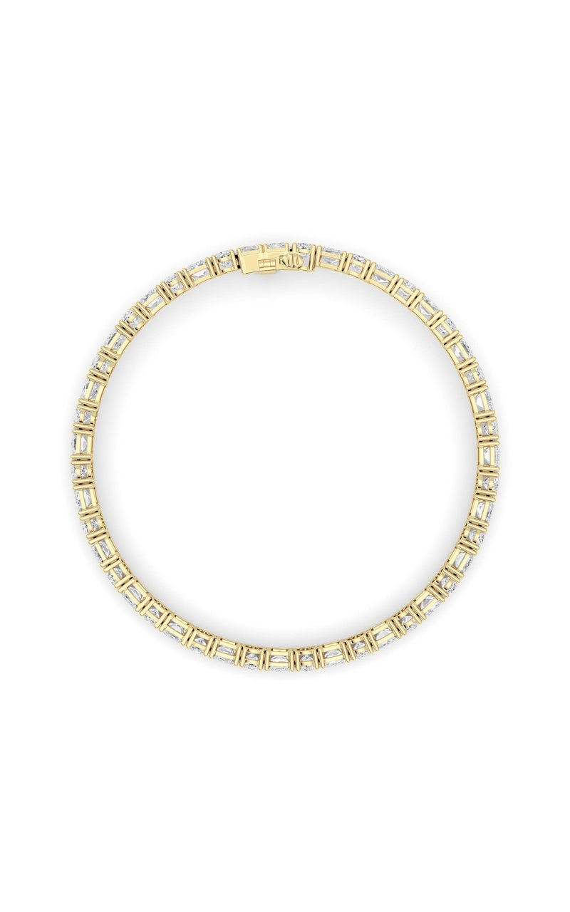 15CTW Emerald Shaped Lab Grown Diamond (F/VS) Bracelet in 14K White Gold