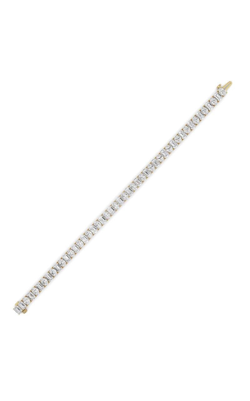 15CTW Emerald Shaped Lab Grown Diamond (F/VS) Bracelet in 14K White Gold