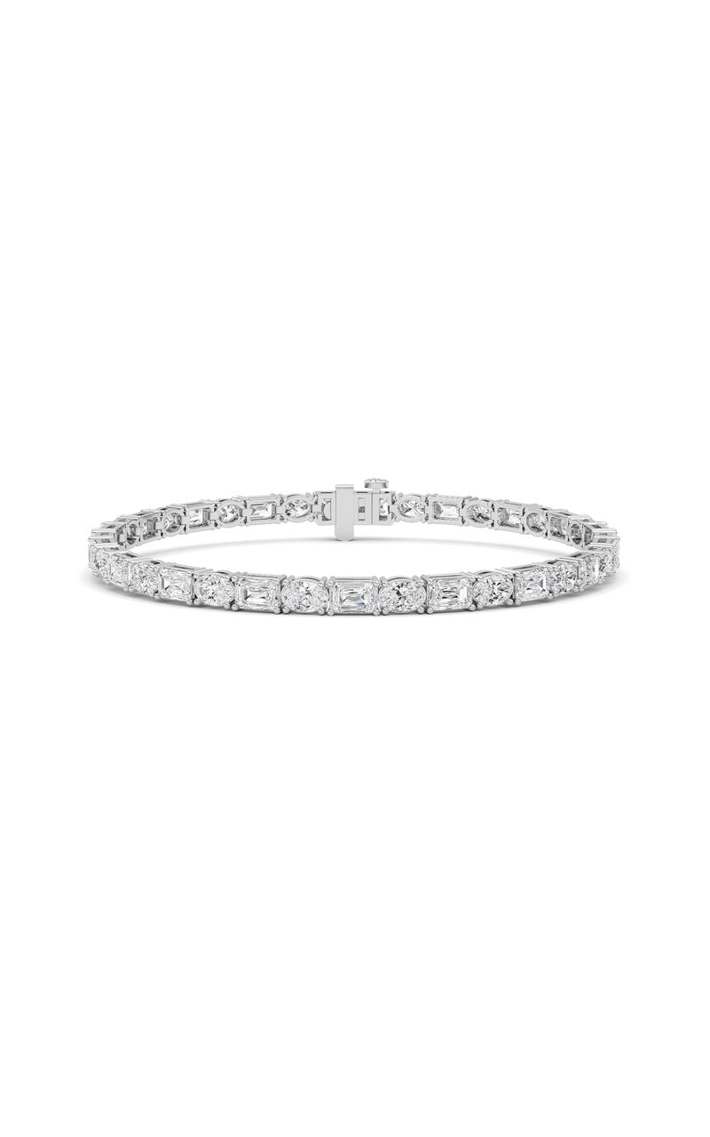 10CTW Emerald Shaped Lab Grown Diamond (F/VS) Bracelet in 14K White Gold