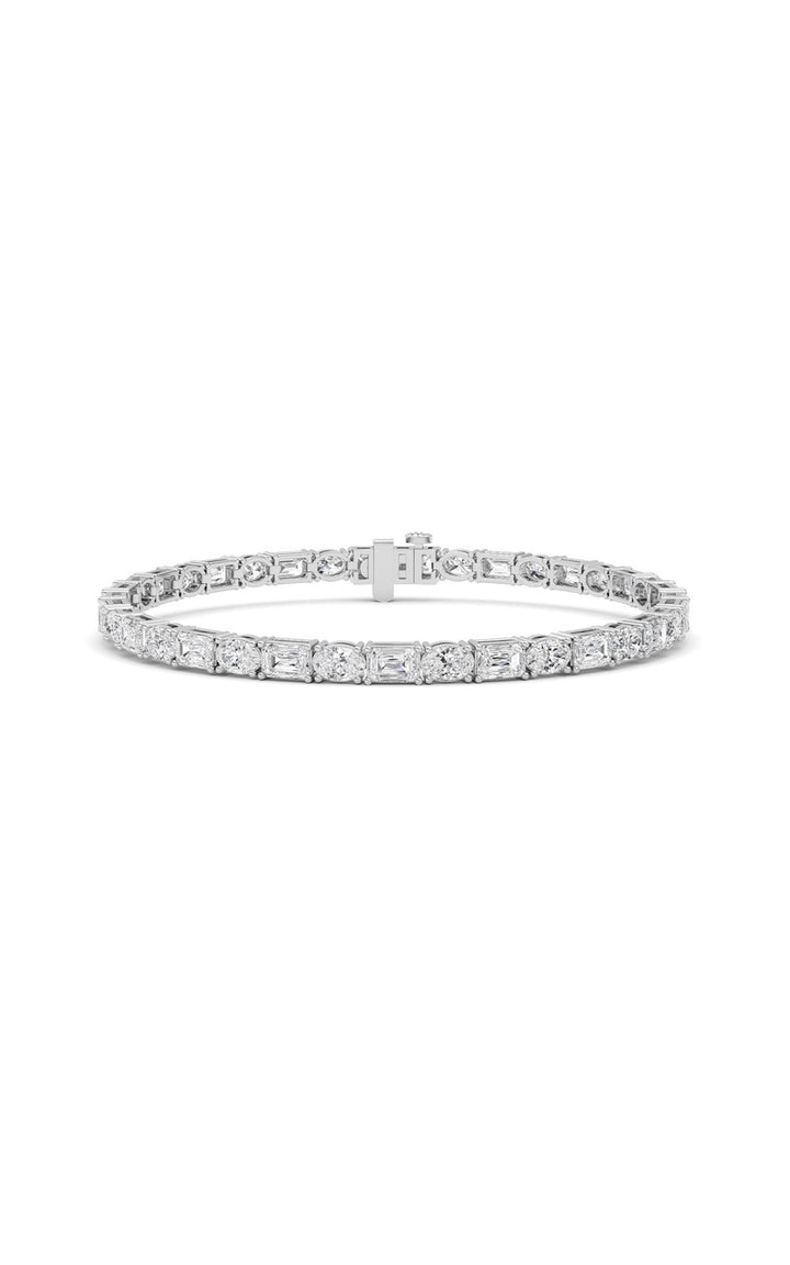 10CTW Emerald Shaped Lab Grown Diamond (F/VS) Bracelet in 14K White Gold