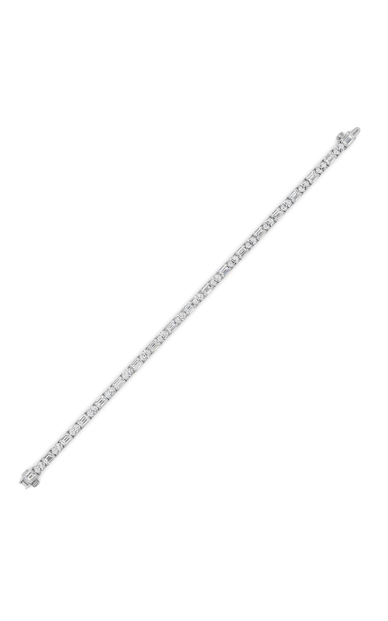 10CTW Emerald Shaped Lab Grown Diamond (F/VS) Bracelet in 14K White Gold