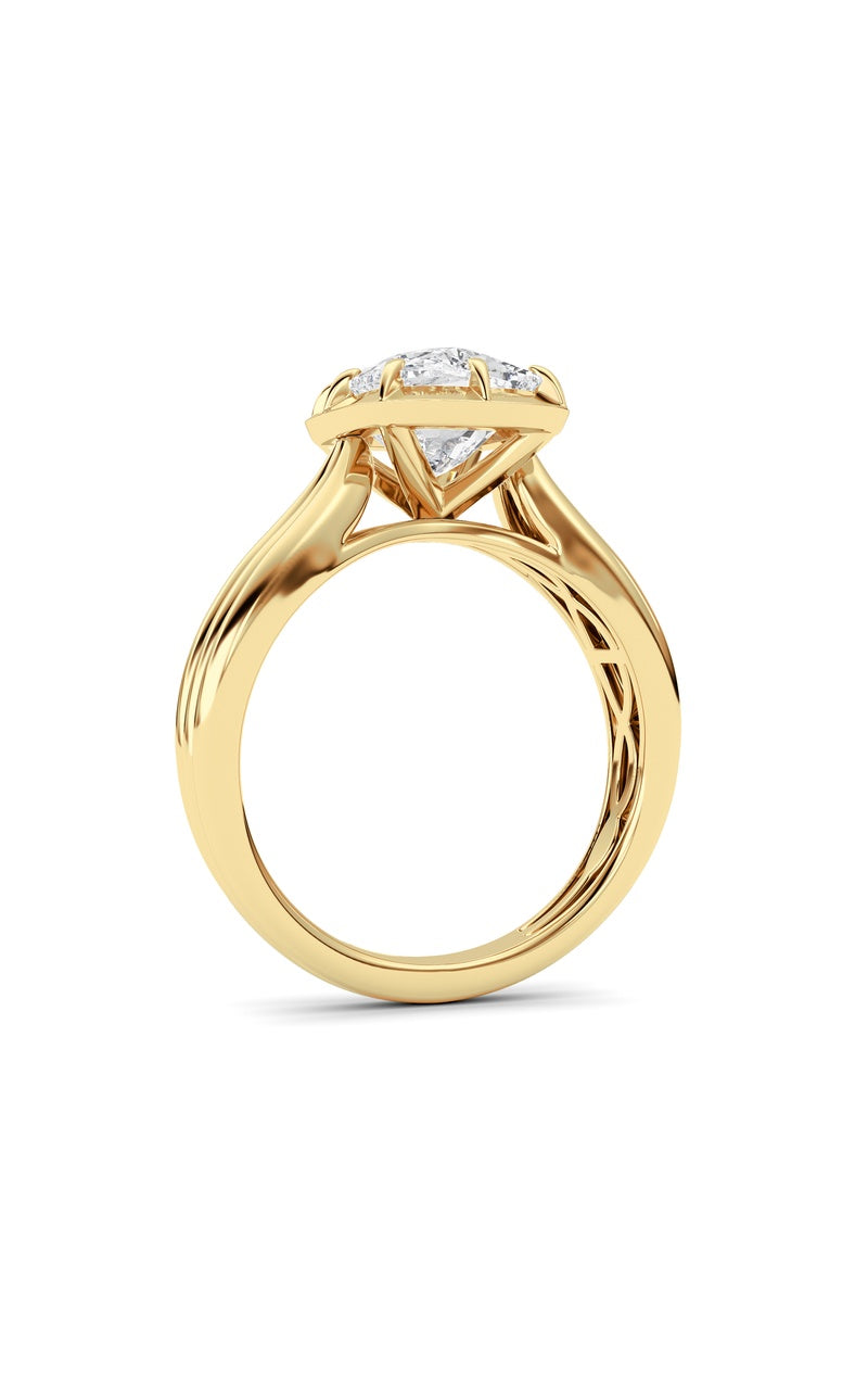3CTW Elongated Cushion Shaped Lab Grown Diamond (F/VS) Ring in 14K Yellow Gold