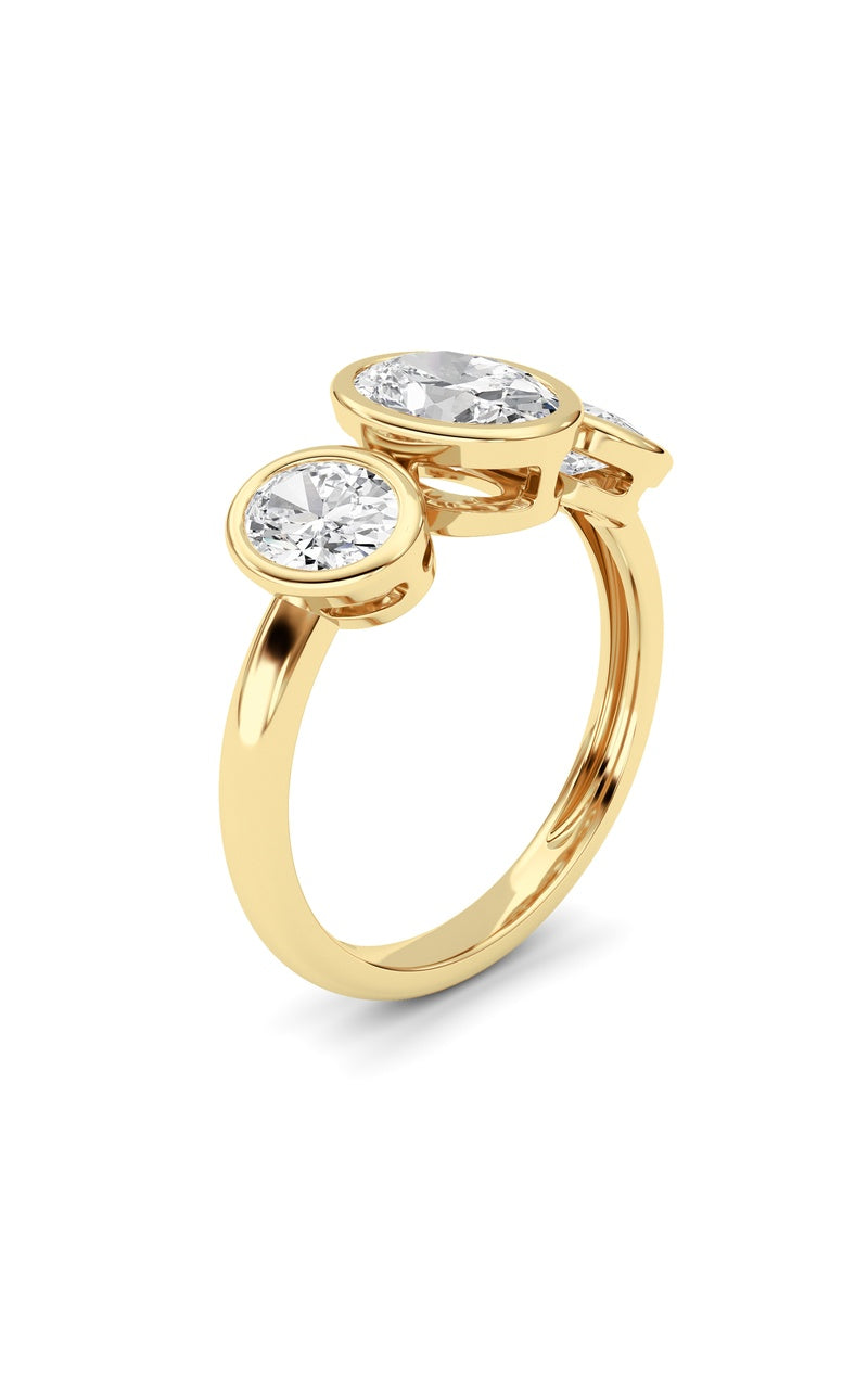 2CTW Oval Shaped Lab Grown Diamond (F/VS) Ring in 14K Yellow Gold