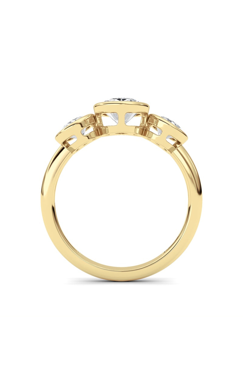 2CTW Oval Shaped Lab Grown Diamond (F/VS) Ring in 14K Yellow Gold