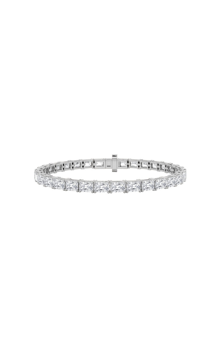 10CTW Radiant Shaped Lab Grown Diamond (F/VS) Bracelet in 14K White Gold