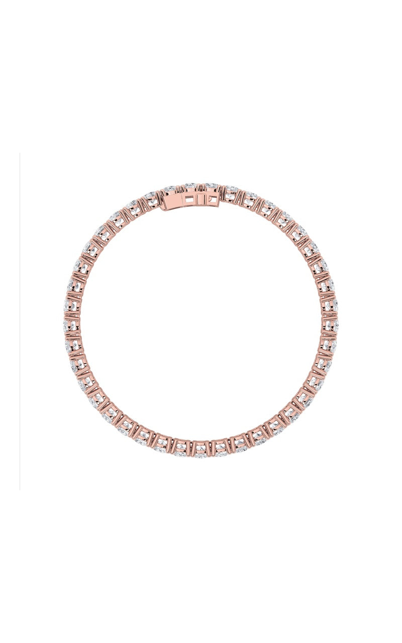 9CTW Round Shaped Lab Grown Diamond (F/VS) Classic Tennis Bracelet in 14K Gold