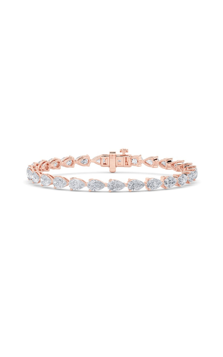 7Cttw Pear Shaped Lab Grown Diamond (F/VS) Fancy Line Bracelet in 14K Gold