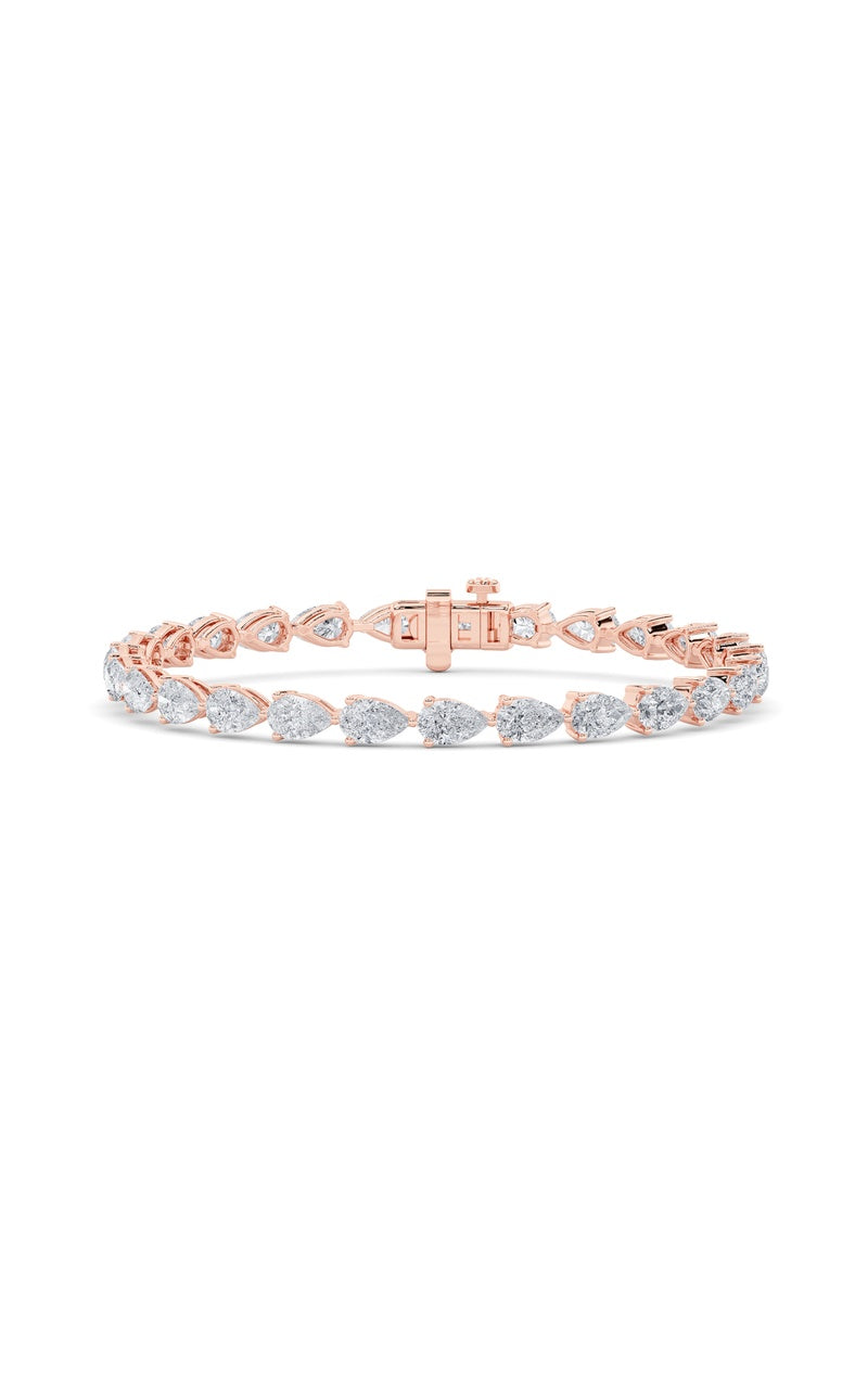 7CTW Pear Shaped Lab Grown Diamond (F/VS) Fancy Line Bracelet in 14K Gold