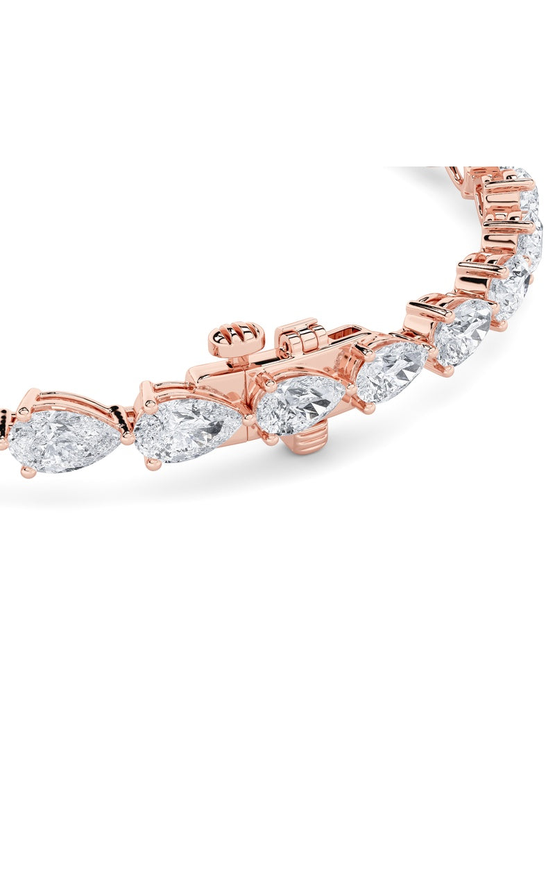 7CTW Pear Shaped Lab Grown Diamond (F/VS) Fancy Line Bracelet in 14K Gold