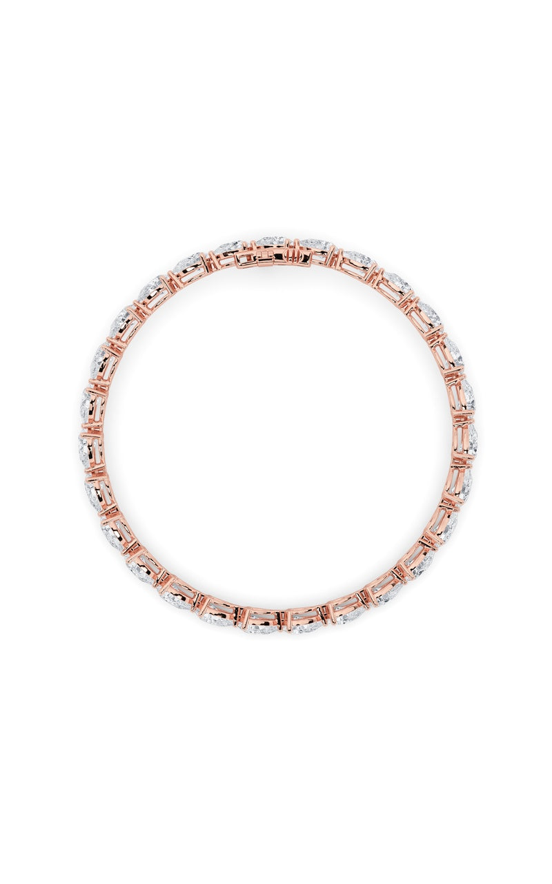 7CTW Pear Shaped Lab Grown Diamond (F/VS) Fancy Line Bracelet in 14K Gold