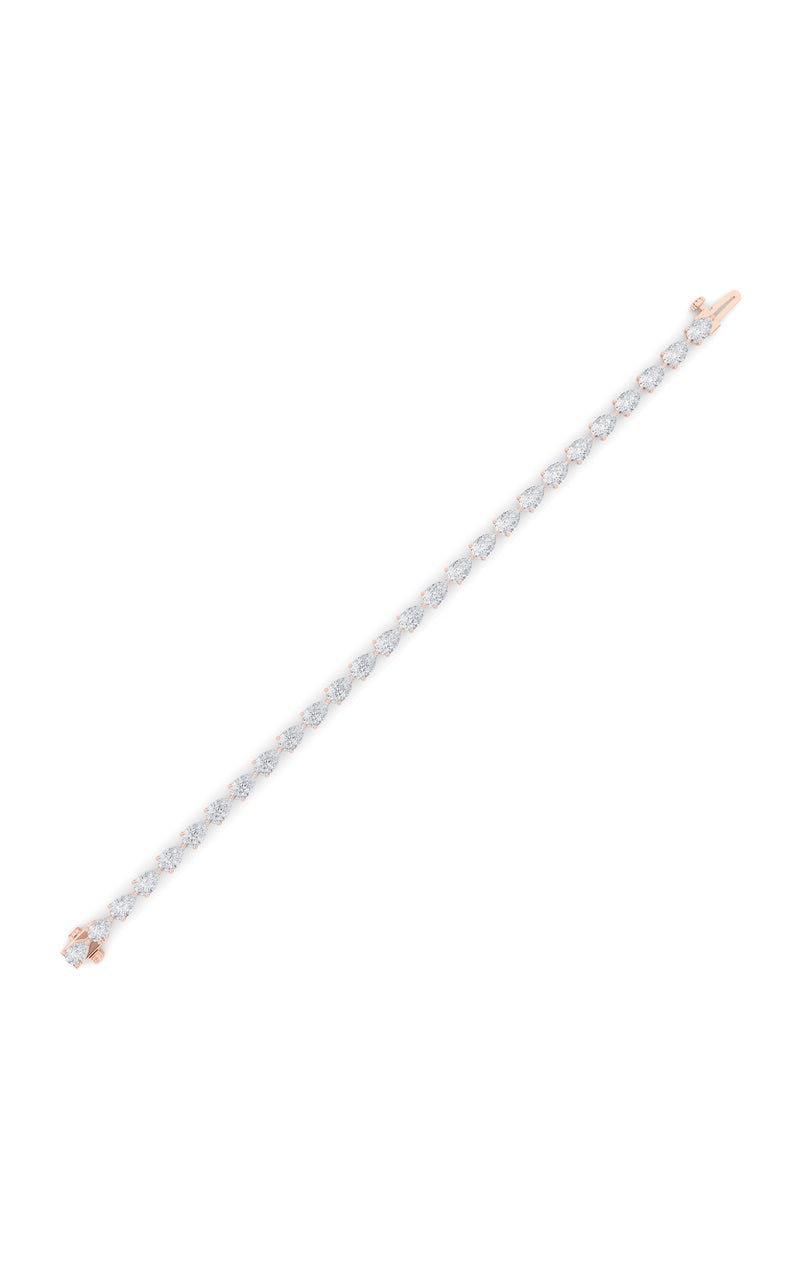 7CTW Pear Shaped Lab Grown Diamond (F/VS) Fancy Line Bracelet in 14K Gold
