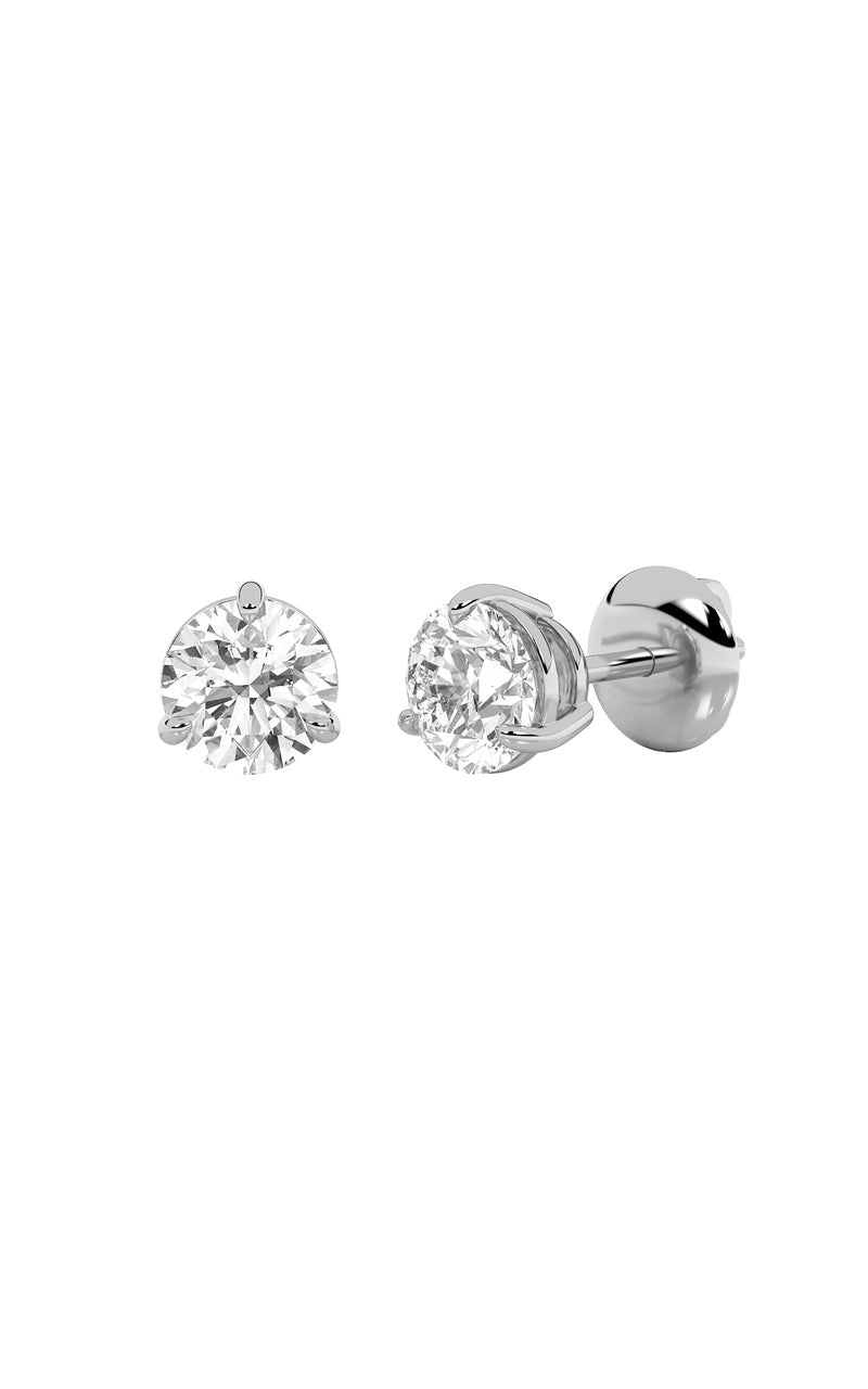 1CTW Round Shaped Lab Grown Diamond (F/VS) Earring in 14K White Gold