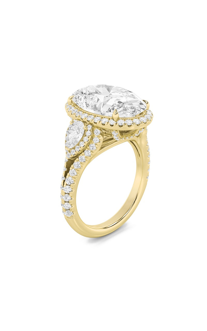 7.25Cttw Oval Shaped Lab Grown Diamond (F/VS) BoldAccented Engagement Ring in 14K Gold