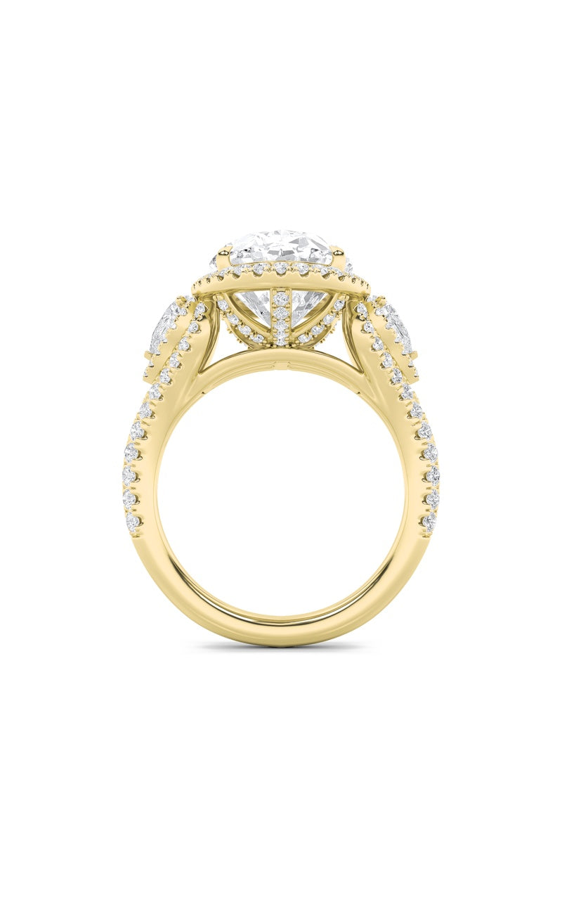 7.25Cttw Oval Shaped Lab Grown Diamond (F/VS) BoldAccented Engagement Ring in 14K Gold