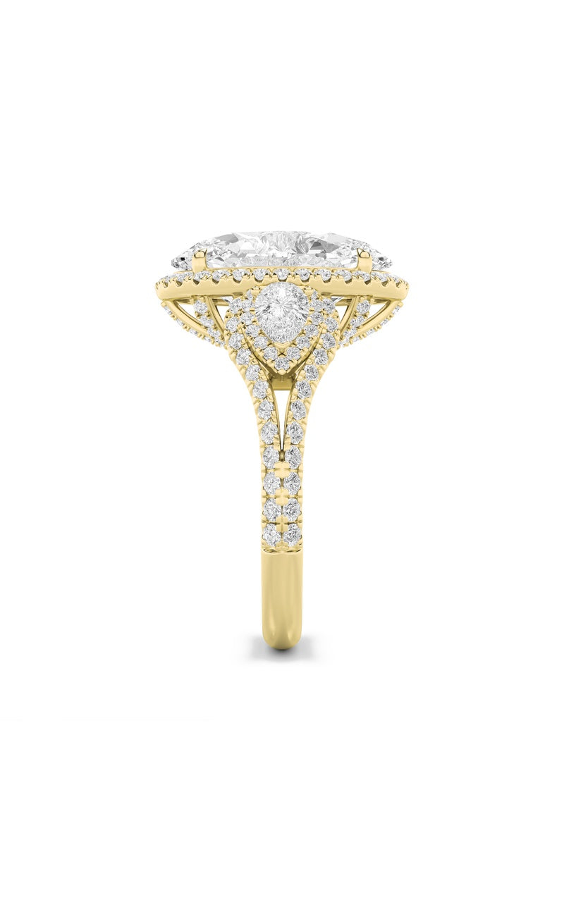 7.25Cttw Oval Shaped Lab Grown Diamond (F/VS) BoldAccented Engagement Ring in 14K Gold