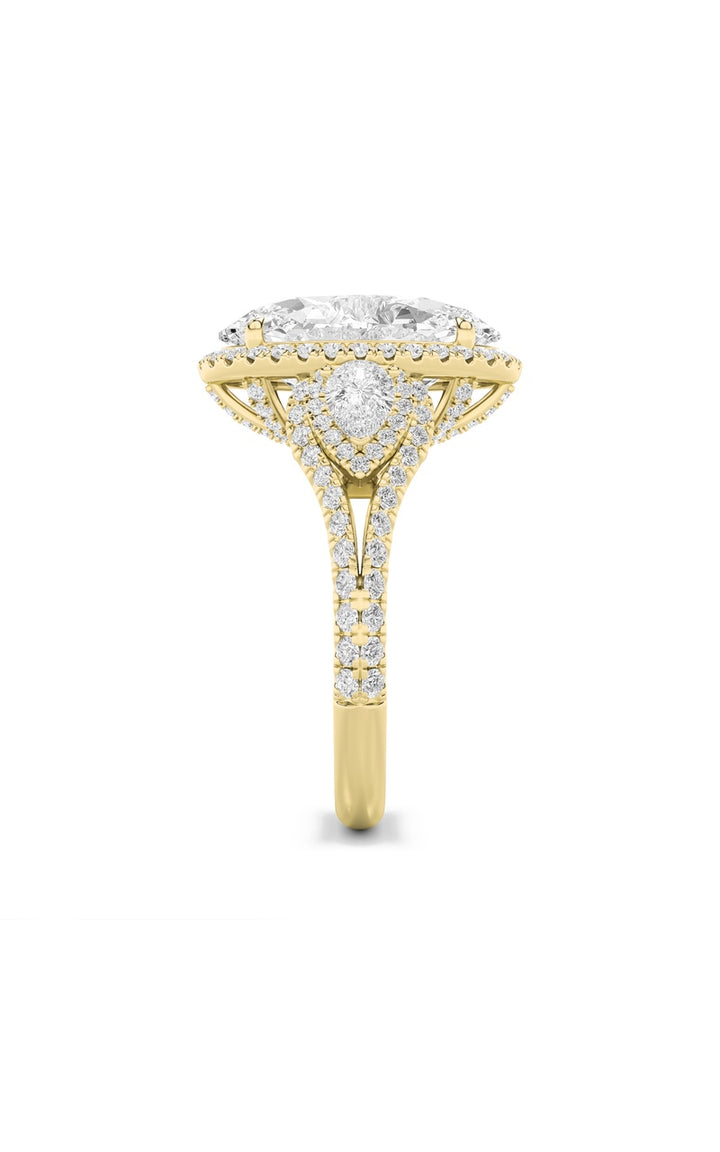 7.25Cttw Oval Shaped Lab Grown Diamond (F/VS) BoldAccented Engagement Ring in 14K Gold