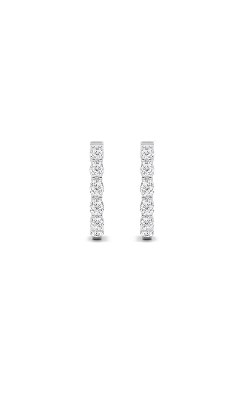 4CTW Oval Shaped Lab Grown Diamond (F/VS) Earring in 14K White Gold, 14K White Gold