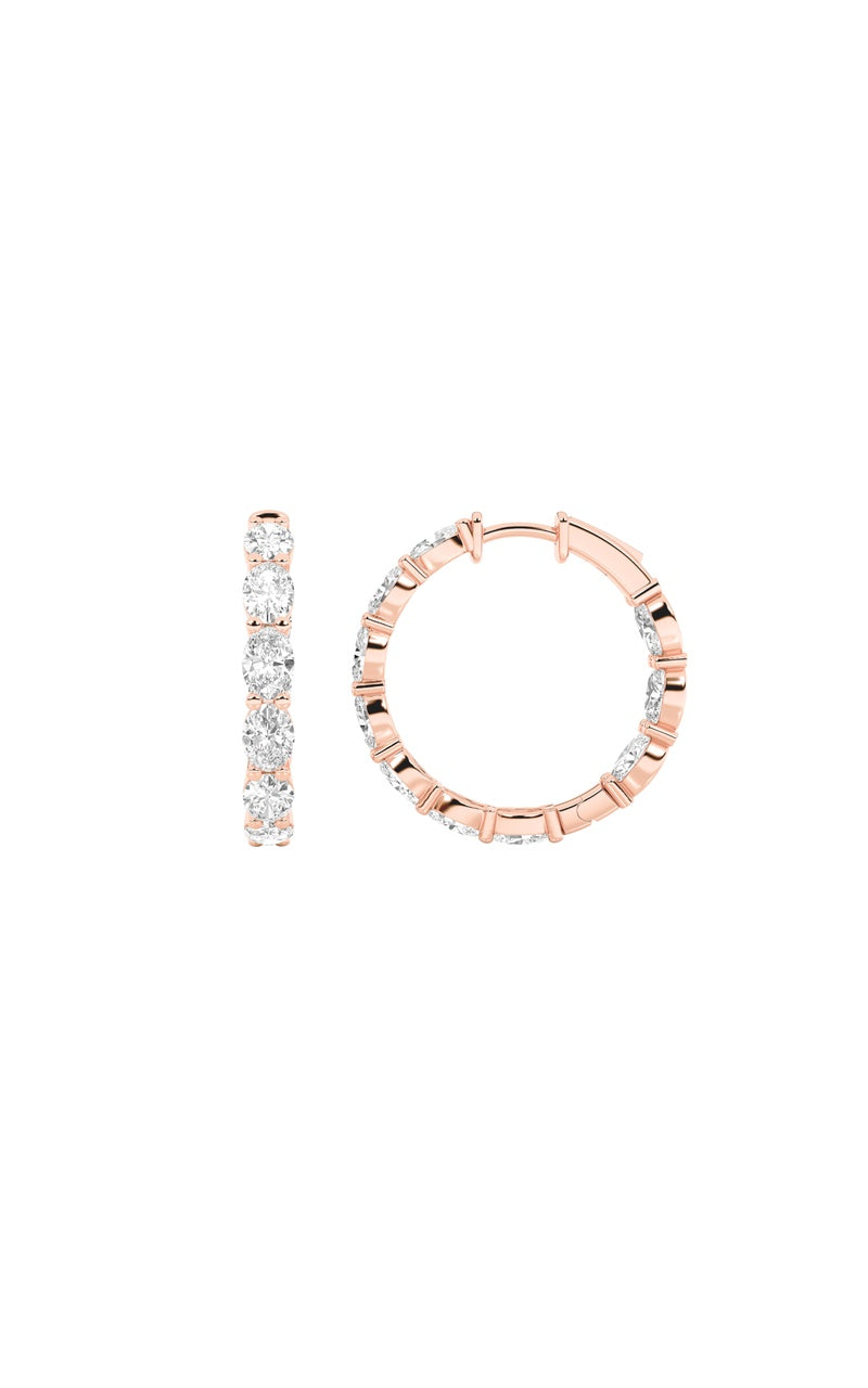 4CTW Oval Shaped Lab Grown Diamond Inside Out Hoop Earrings in 14K Gold (F/VS)
