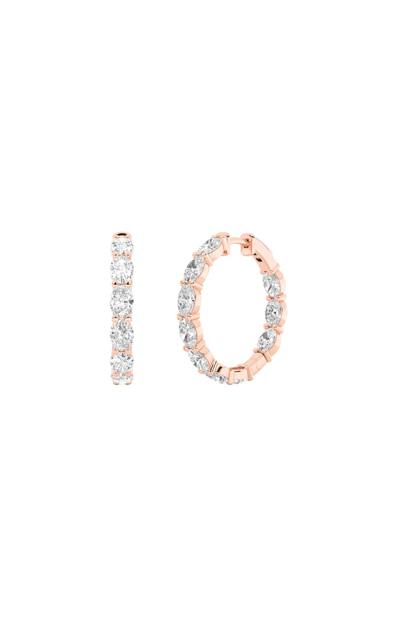 4CTW Oval Shaped Lab Grown Diamond Inside Out Hoop Earrings in 14K Gold (F/VS)
