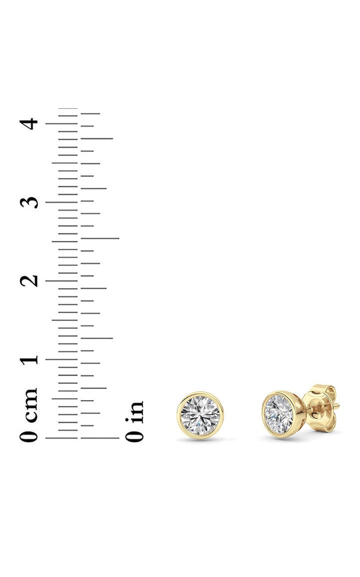 1Cttw Round Shaped Lab Grown Diamond (F/VS) Bezel Set Earrings in 14K Gold