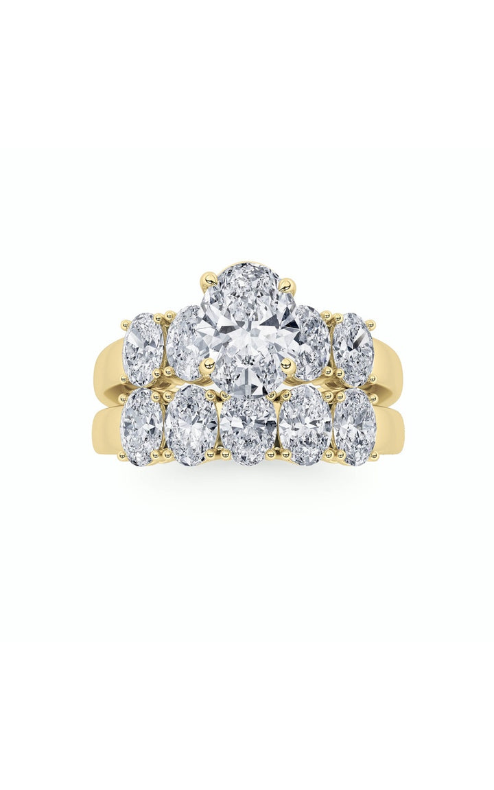 2.5CTW Oval Shaped Lab Grown Diamond (G/VS) Bridal Set with Matching Band and  Ring in 14K Gold