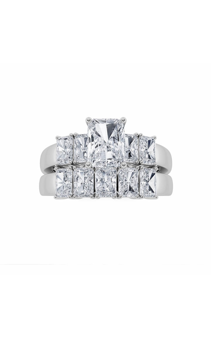 2.5CTW Radiant Shaped Lab Grown Diamond (G/VS) Bridal Set with Matching Band and  Ring in 14K Gold