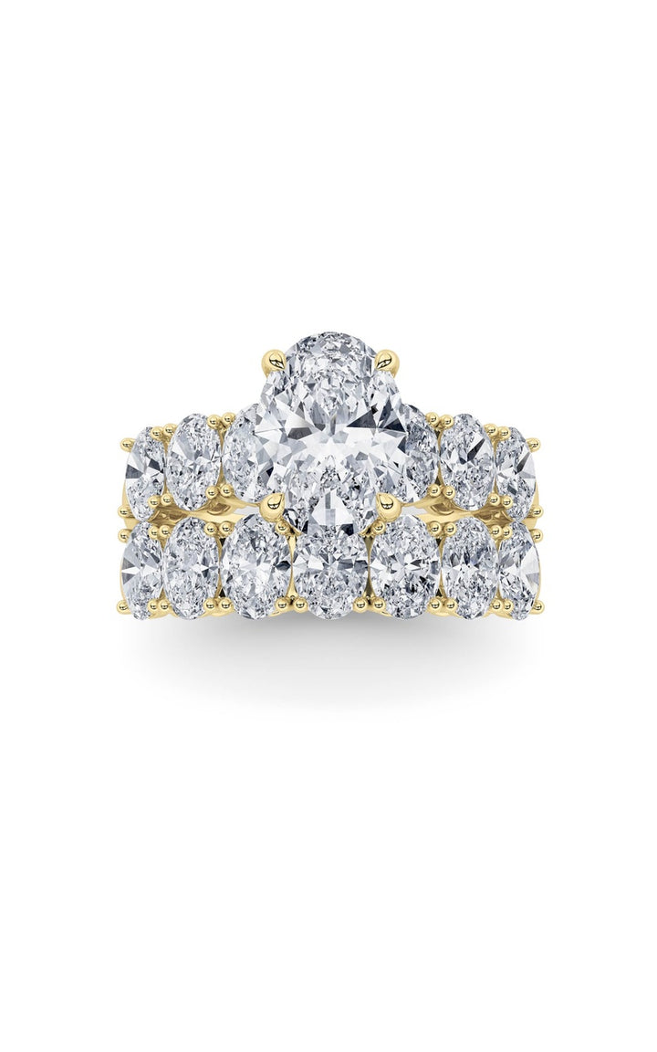 3.5CTW Oval Shaped Lab Grown Diamond (G/VS) Bridal Set with Matching Band and  Ring in 14K Gold