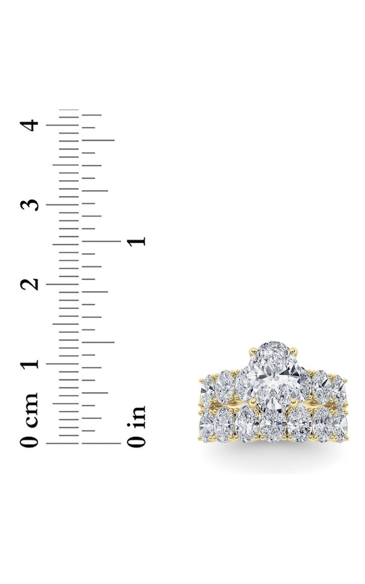 3.5CTW Oval Shaped Lab Grown Diamond (G/VS) Bridal Set with Matching Band and  Ring in 14K Gold