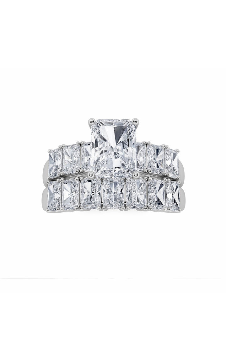 3.5CTW Radiant Shaped Lab Grown Diamond (G/VS) Bridal Set with Matching Band and  Ring in 14K Gold