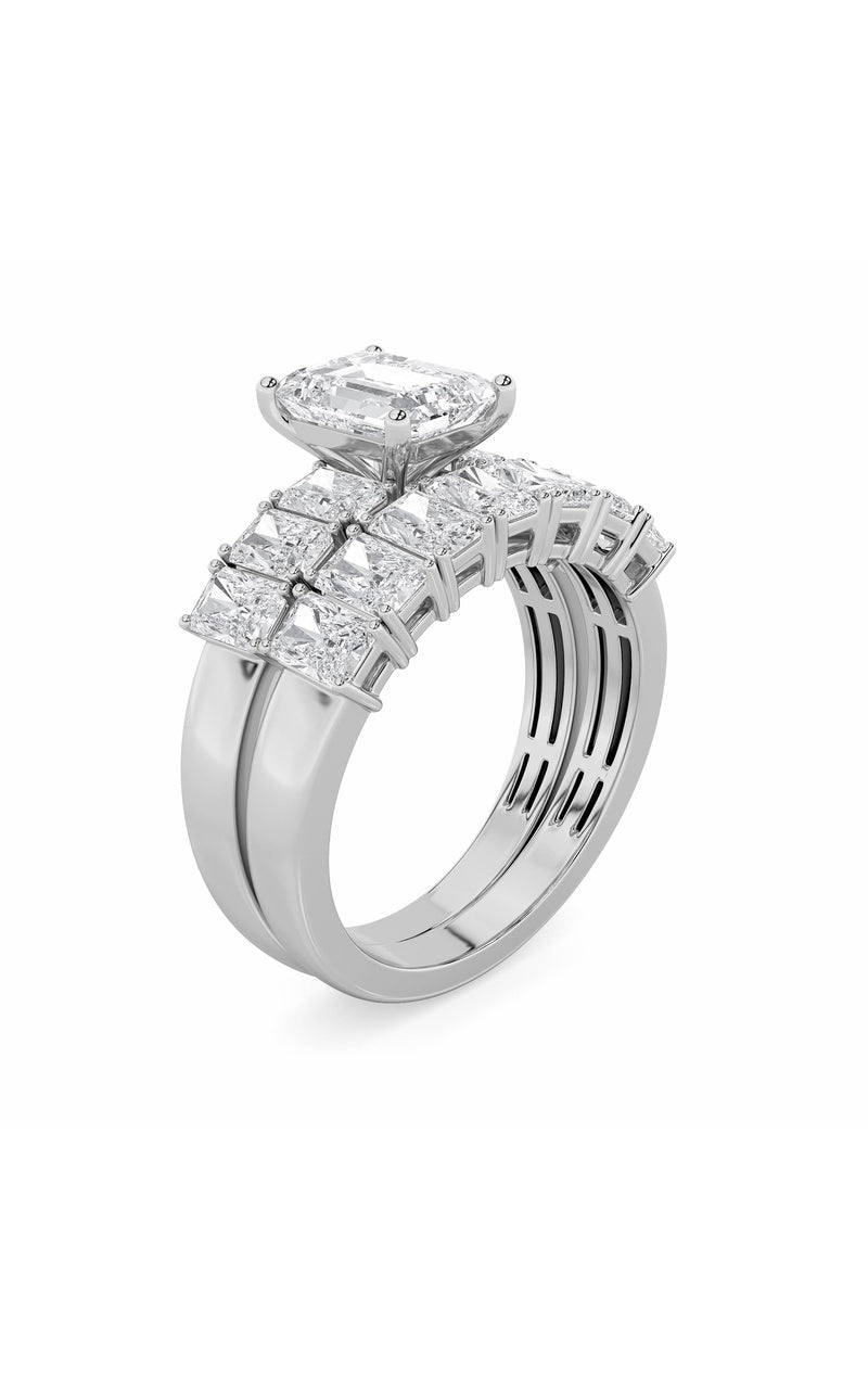 3.5CTW Radiant Shaped Lab Grown Diamond (G/VS) Bridal Set with Matching Band and  Ring in 14K Gold