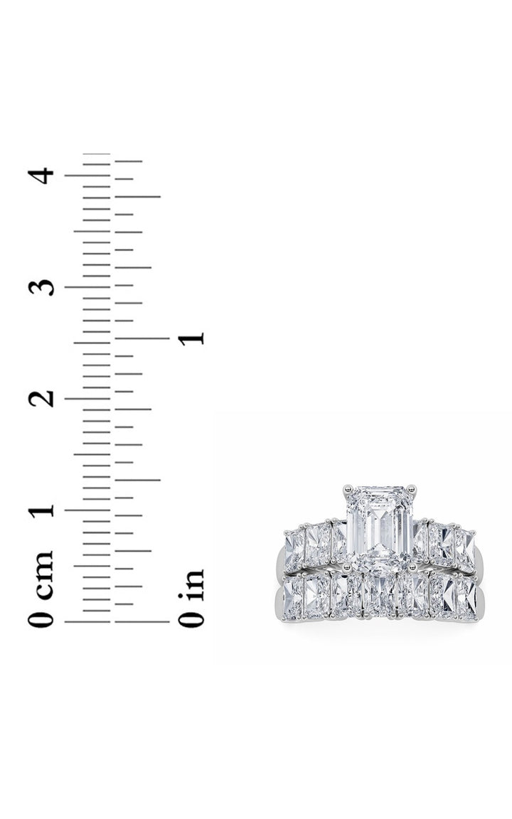 3.5CTW Radiant Shaped Lab Grown Diamond (G/VS) Bridal Set with Matching Band and  Ring in 14K Gold