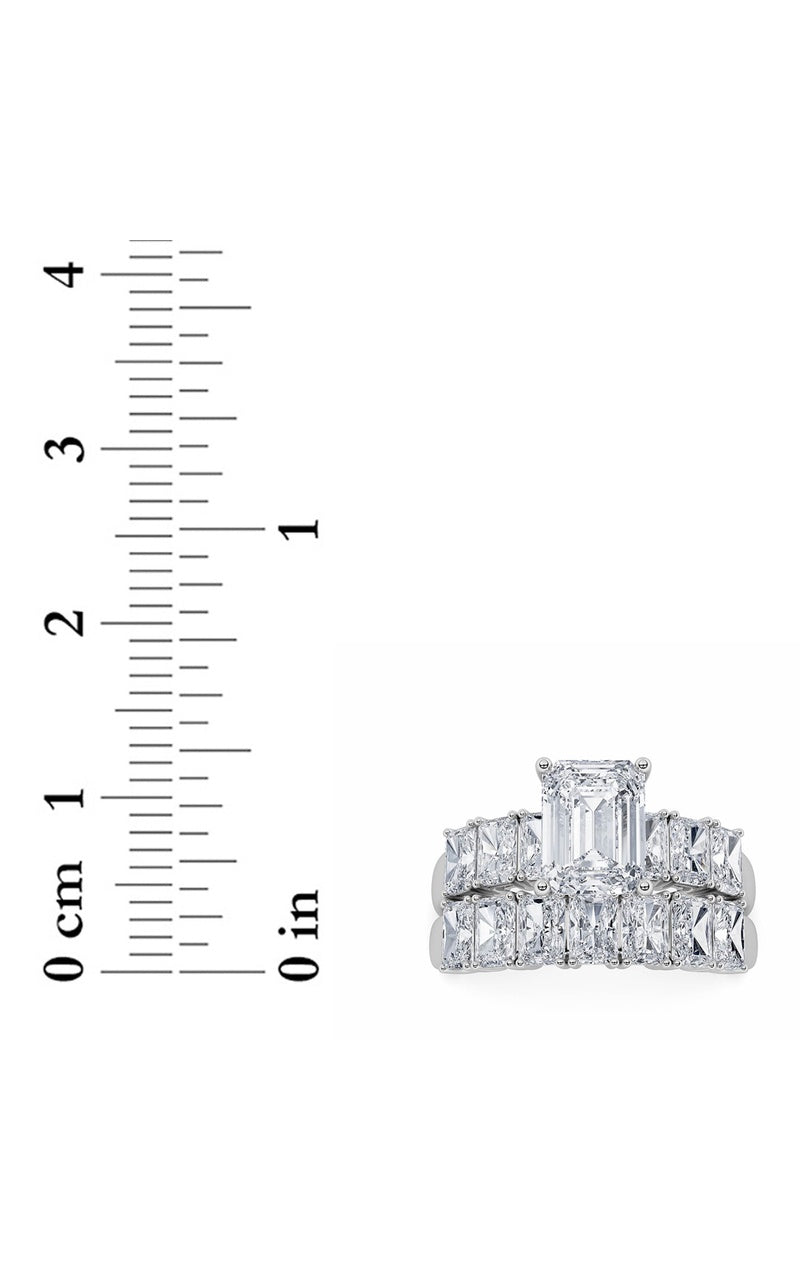 3.5Cttw Radiant Shaped Lab Grown Diamond (G/VS) Bridal Set with Matching Band and  Ring in 14K Gold