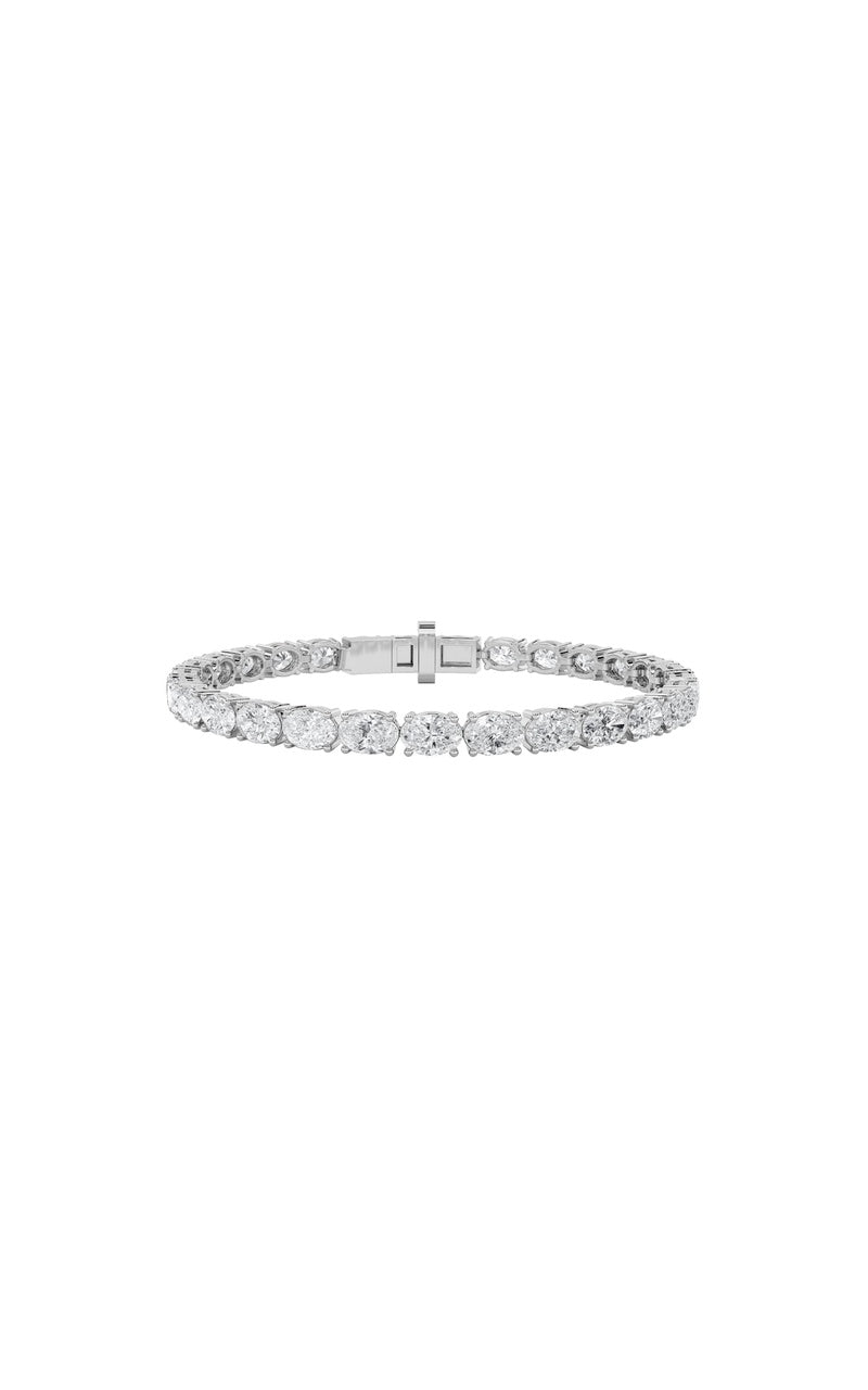 7CTW Oval Shaped Lab Grown Diamond (F/VS) Bracelet in 14K White Gold
