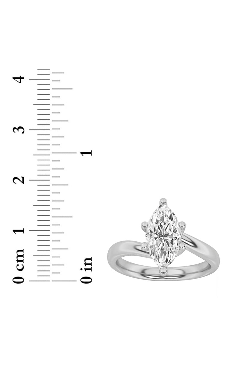 3CTW Marquise Shaped Lab Grown Diamond (F/VS) Ring in 14K White Gold, 14K White Gold