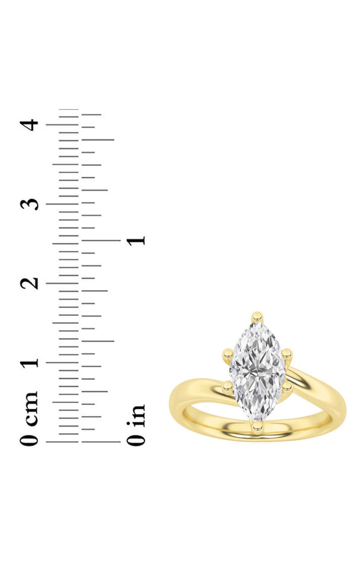 3CTW Marquise Shaped Lab Grown Diamond (F/VS) Ring in 14K White Gold