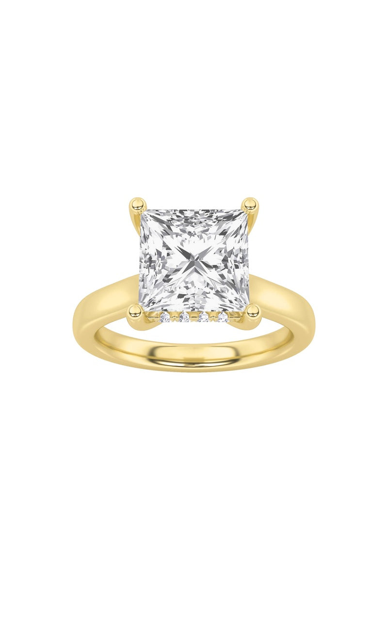 4CTW Princess Shaped Lab Grown Diamond (F/VS) Ring in 14K White Gold