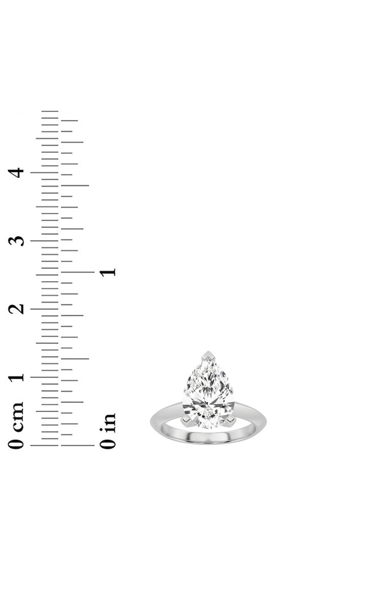3CTW Pear Shaped Lab Grown Diamond (F/VS) Ring in 14K White Gold