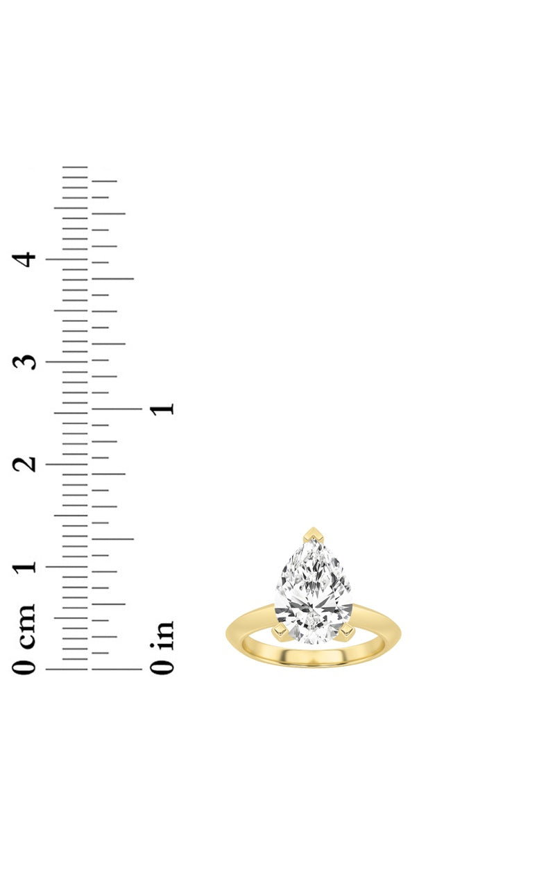 3CTW Pear Shaped Lab Grown Diamond (F/VS) Ring in 14K White Gold, 14K Yellow Gold