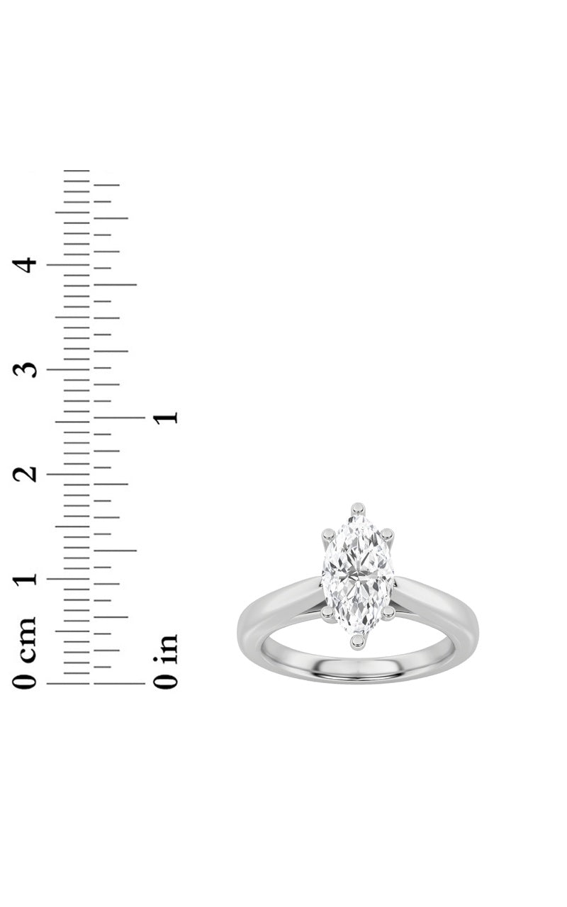 3CTW Marquise Shaped Lab Grown Diamond (F/VS) Ring in 14K White Gold, 14K White Gold