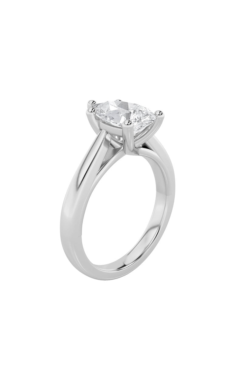 3CTW Pear Shaped Lab Grown Diamond (F/VS) Ring in 14K White Gold