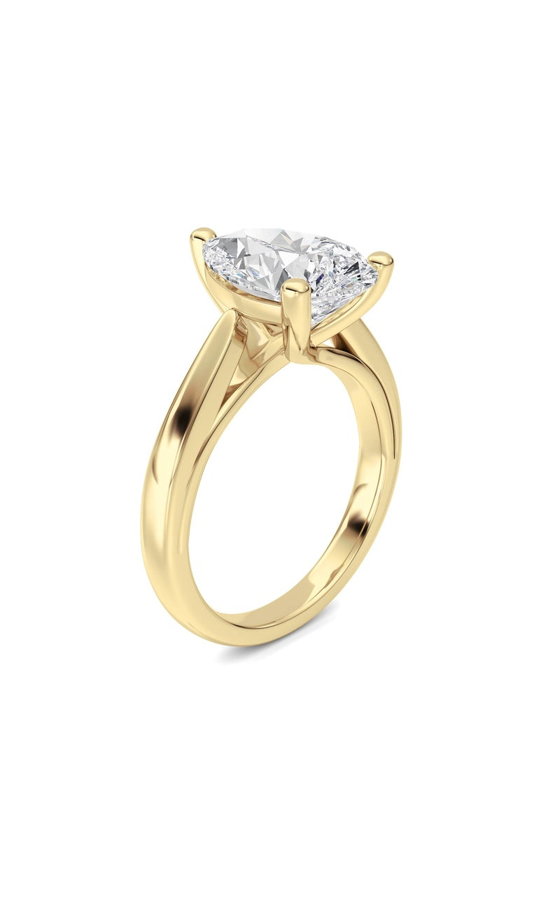 3CTW Pear Shaped Lab Grown Diamond (F/VS) Ring in 14K White Gold, 14K Yellow Gold