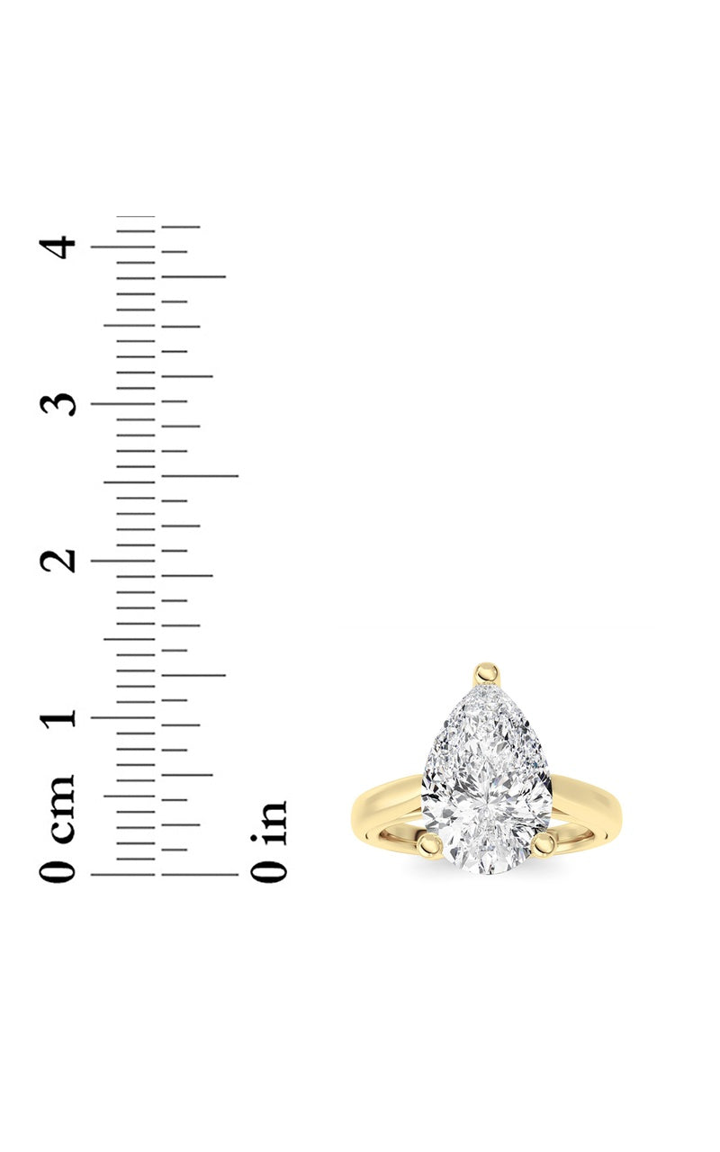 3CTW Pear Shaped Lab Grown Diamond (F/VS) Ring in 14K White Gold