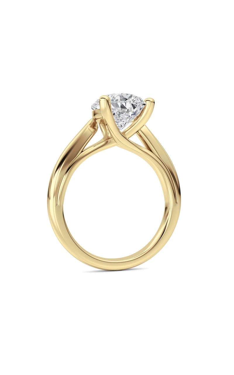 3CTW Pear Shaped Lab Grown Diamond (F/VS) Ring in 14K White Gold, 14K Yellow Gold