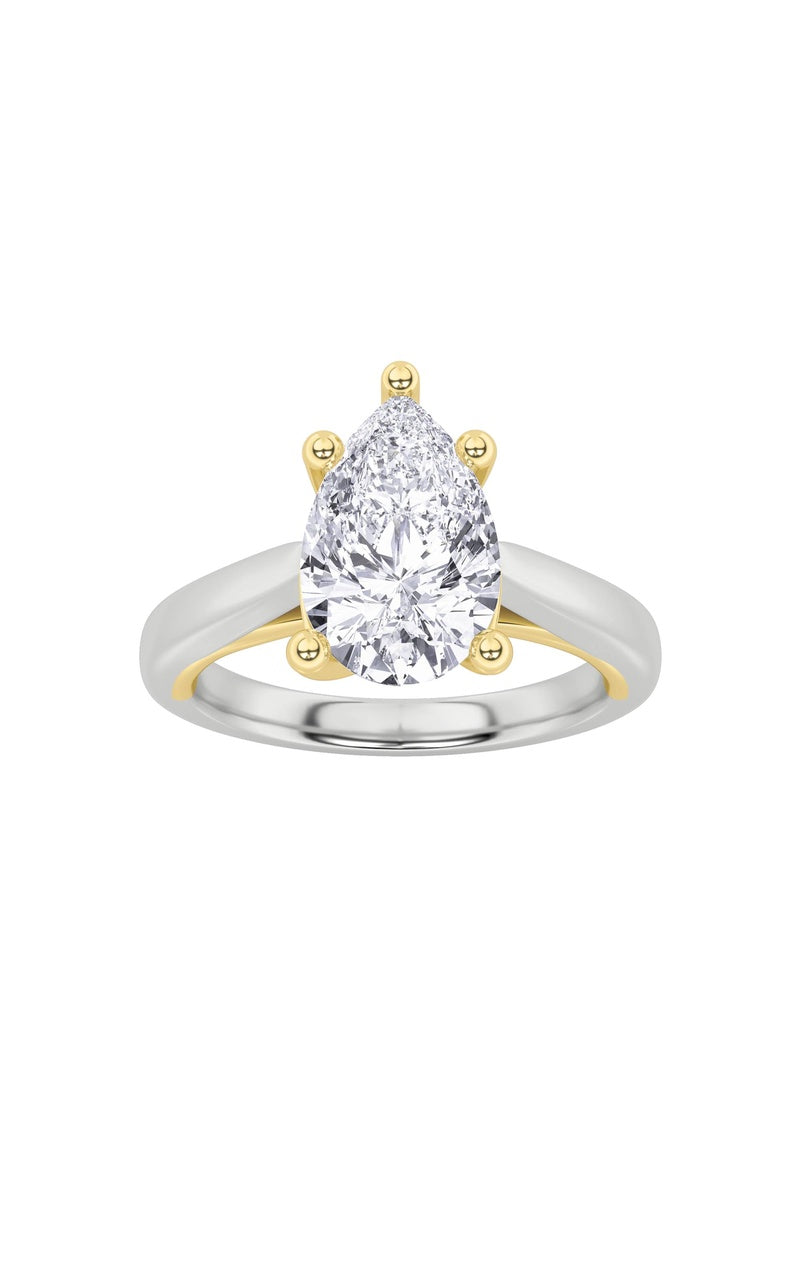 3CTW Pear Shaped Lab Grown Diamond (F/VS) Ring in 14K White Gold