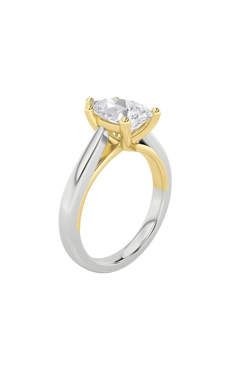 3CTW Pear Shaped Lab Grown Diamond (F/VS) Ring in 14K White Gold