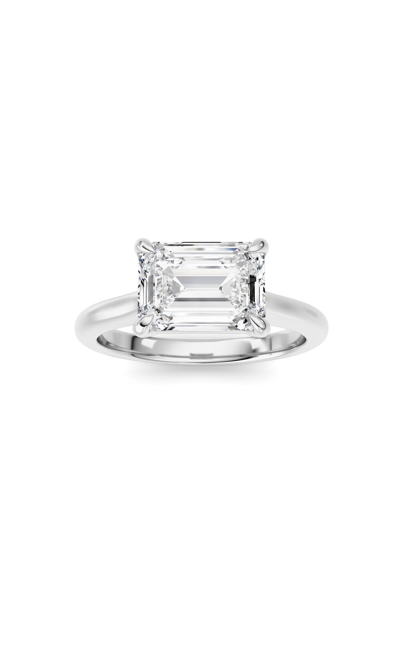 2CTW Emerald Shaped Lab Grown Diamond (F/VS) Ring in 14K White Gold