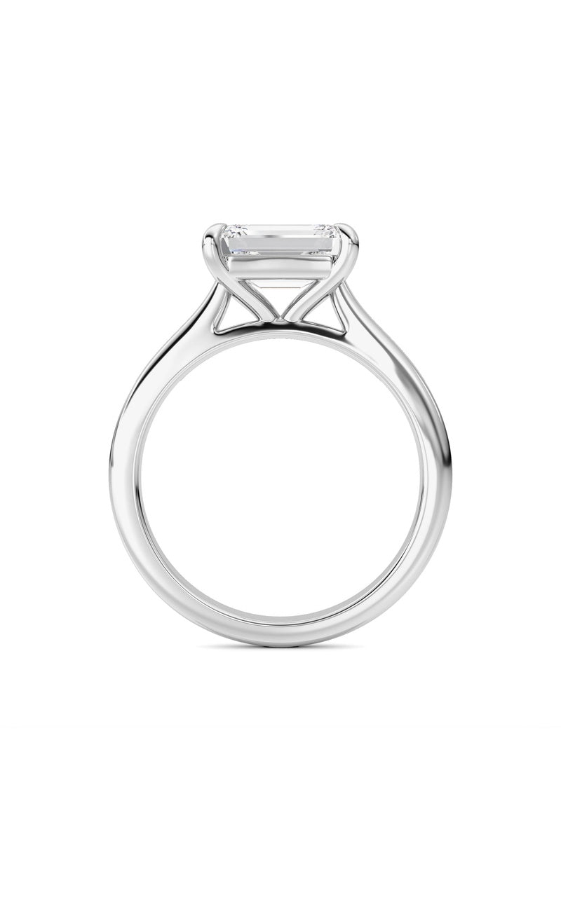 2CTW Emerald Shaped Lab Grown Diamond (F/VS) Ring in 14K White Gold